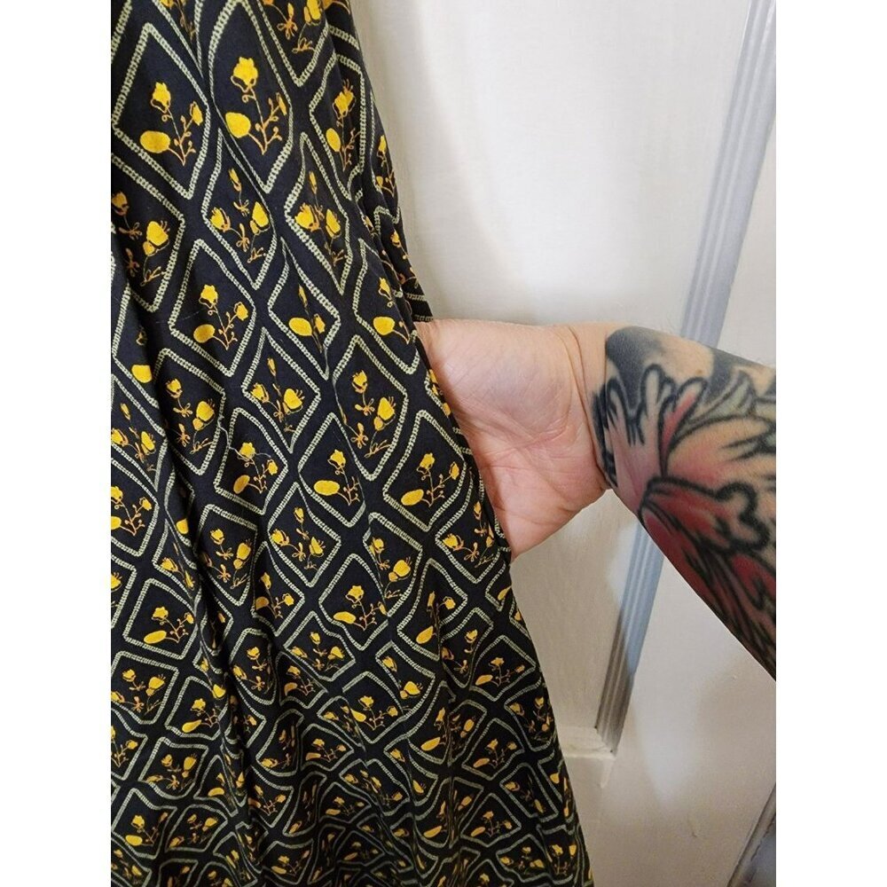 Tuckernuck Hyacinth House Black Floral Diamond Off the Shoulder Maxi Dress Sz S - Picture 4 of 7